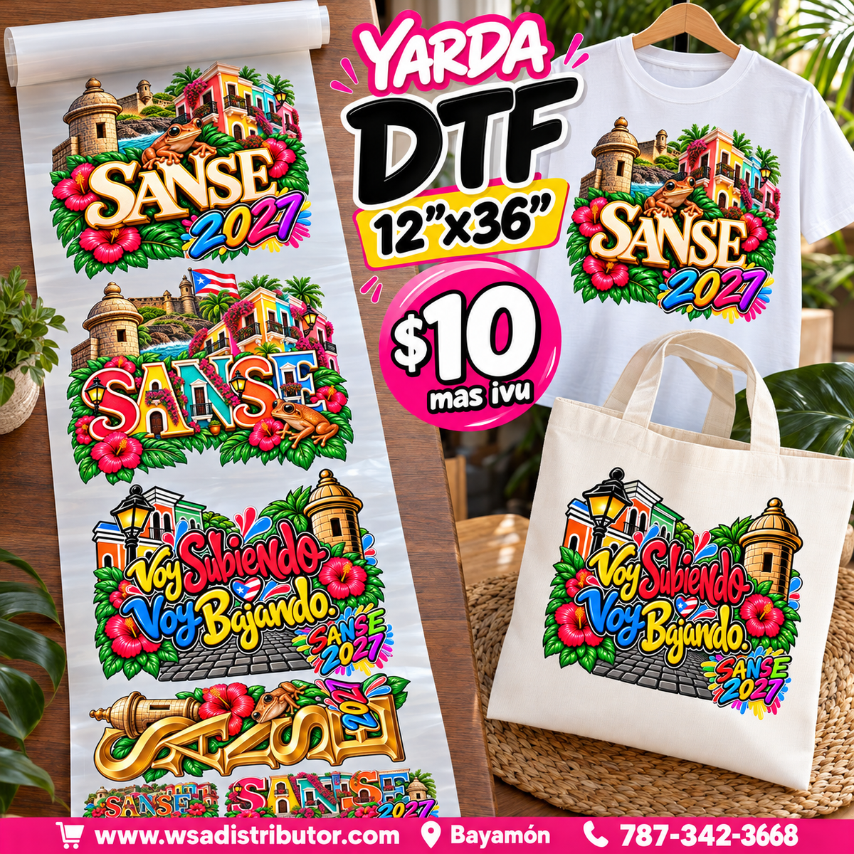 Yarda DTF SANSE 2027 | Diseños de Puerto Rico | 12" x 36"