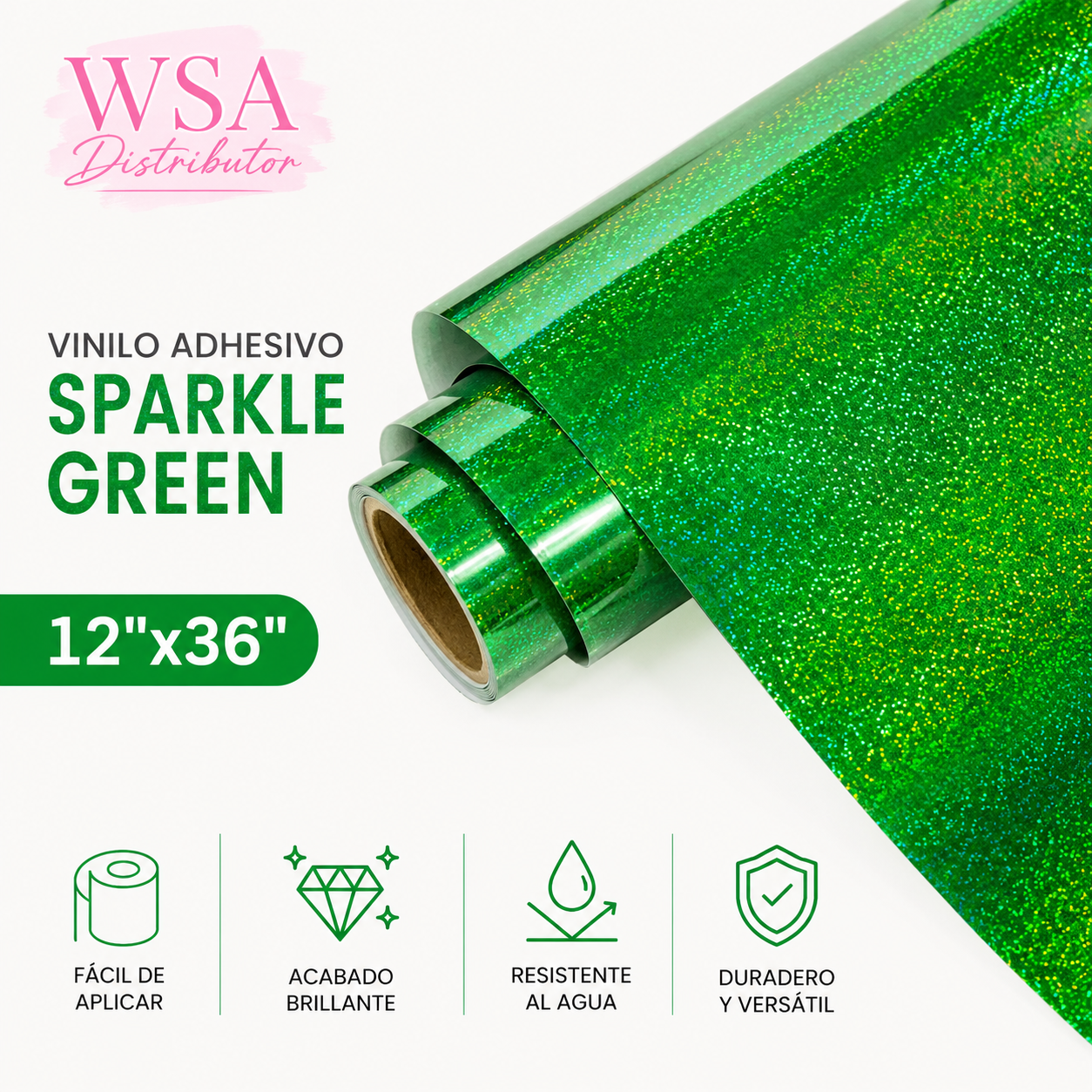 vinilo adhesivo sparkle green 12"x36"
