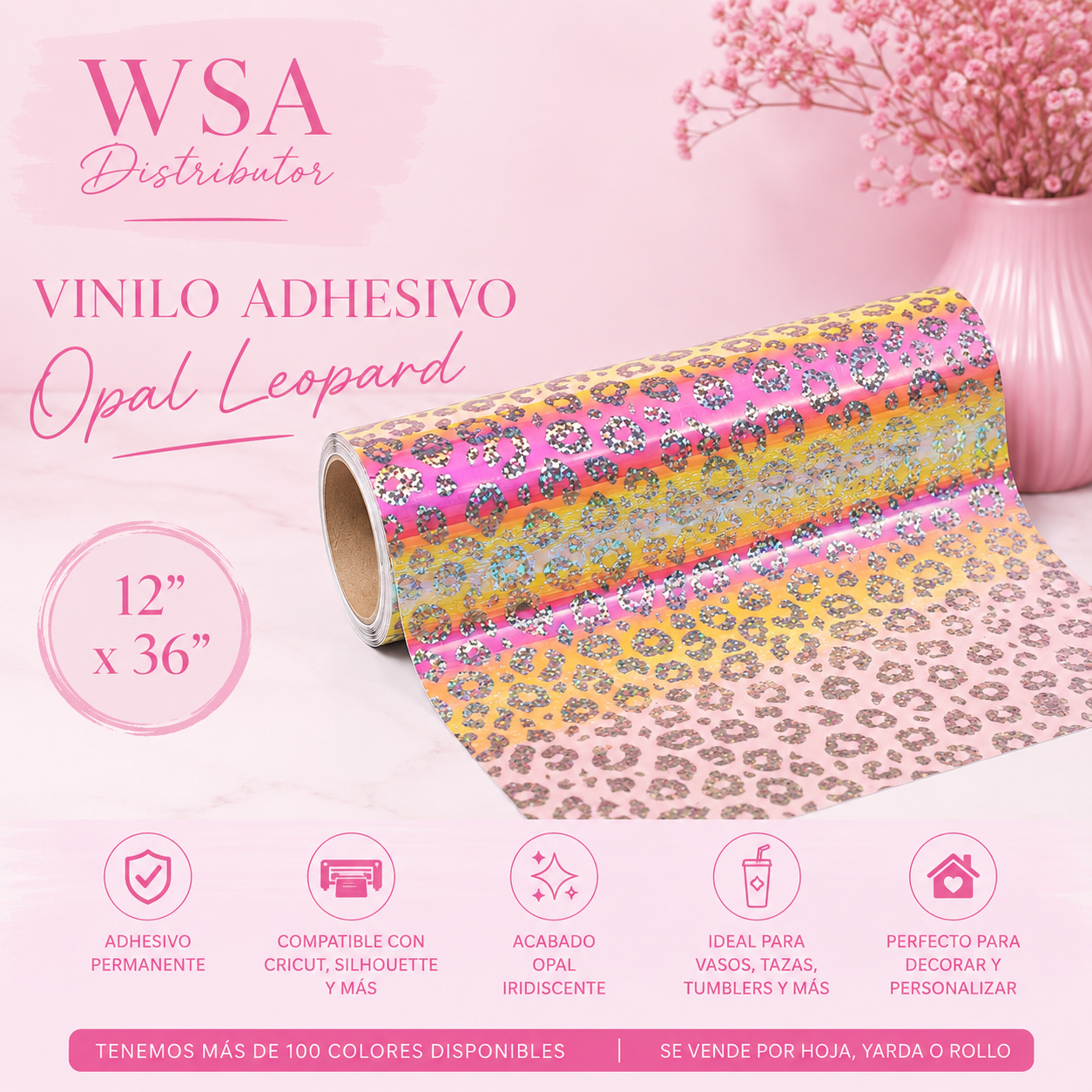 Opal Leopard Adhesive Vinyl 12"x36"