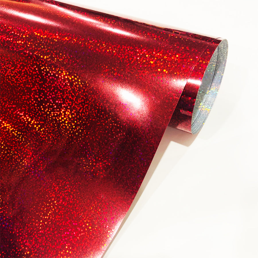 adhesive holographic sparkle red 12"x36"