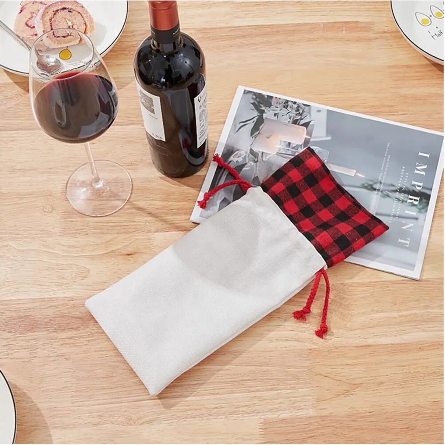 buffalo red sublimation wine bag