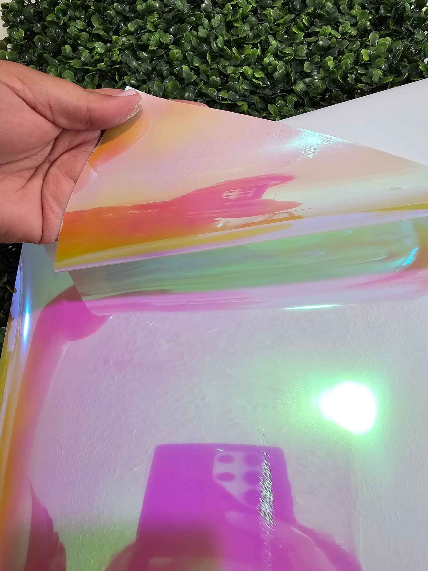 vinilo textil opal peach yellow pink 20"x36"
