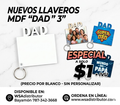llavero DAD mdf para sublimar 3" por ambos lados