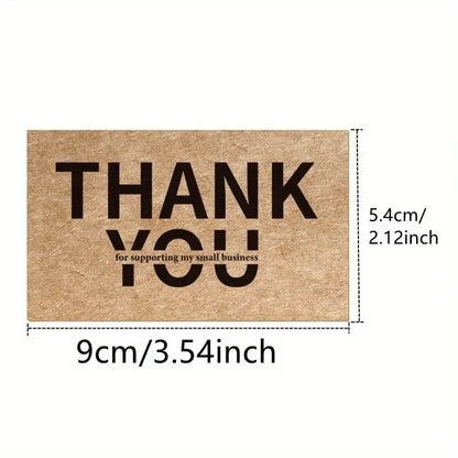 50 Tarjetas Kraft de Agradecimiento “Thank You” para Pequeños Negocios