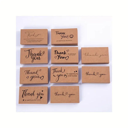 50 Tarjetas Kraft Surtidas de Agradecimiento para Pequeños Negocios