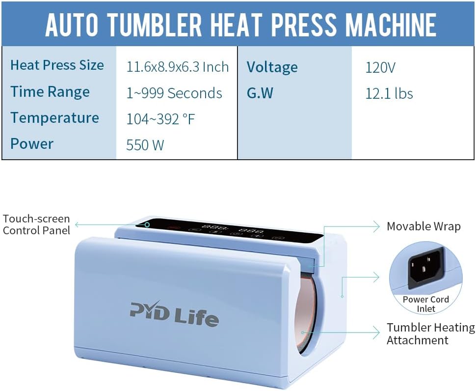HTVRONT 120V Tumbler Heat Press
