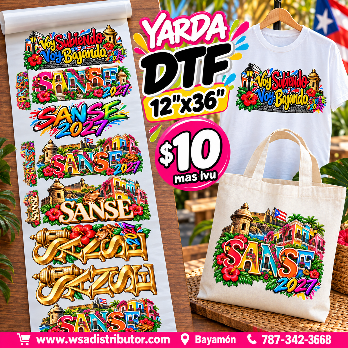 Yarda DTF SANSE 2027 | Diseños de Puerto Rico | 12" x 36"