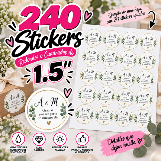 Stickers Personalizados de 1.5" - 240 stickers