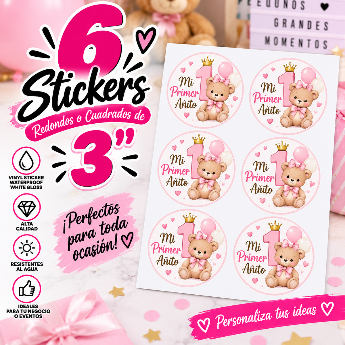 Stickers Personalizados de 3" - 6 stickers