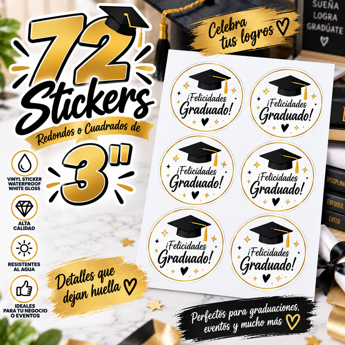 Stickers Personalizados de 3" - 72 stickers