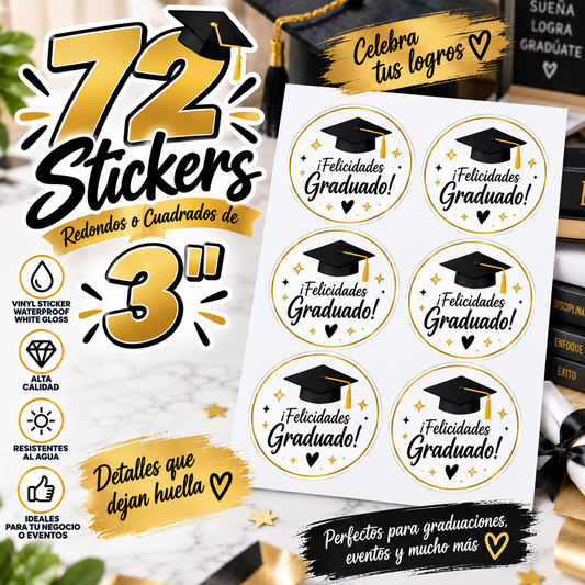 Stickers Personalizados de 3" - 72 stickers