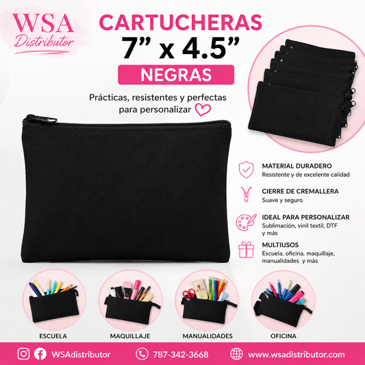 cartucheras negras 7x4.5