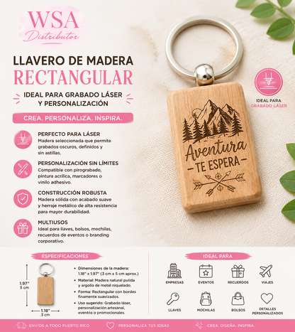 Wooden keychain for laser engraving