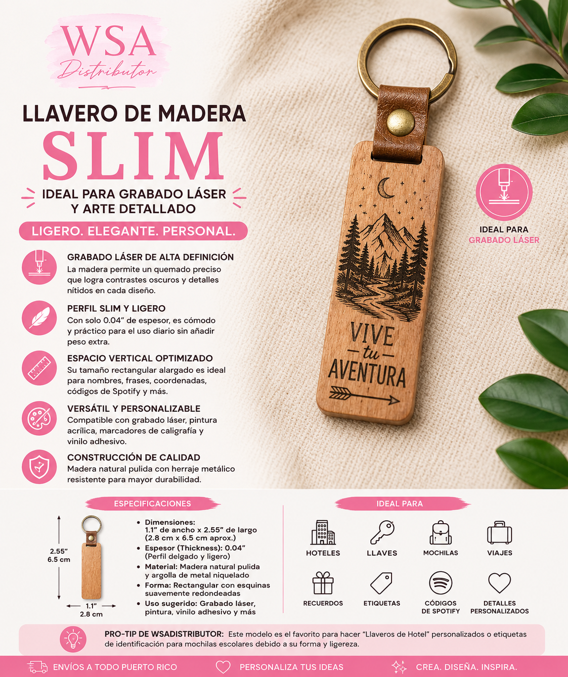 llavero de madera grabado con láser