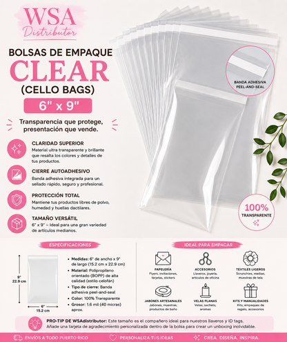 clear cello bags 6"x9" 100 bags