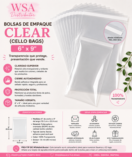 bolsas cello bags 6"x9" 100bags