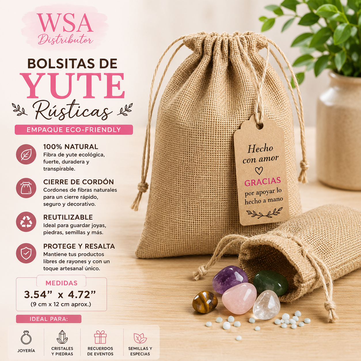 3.54"x4.72" Kraft linen bags