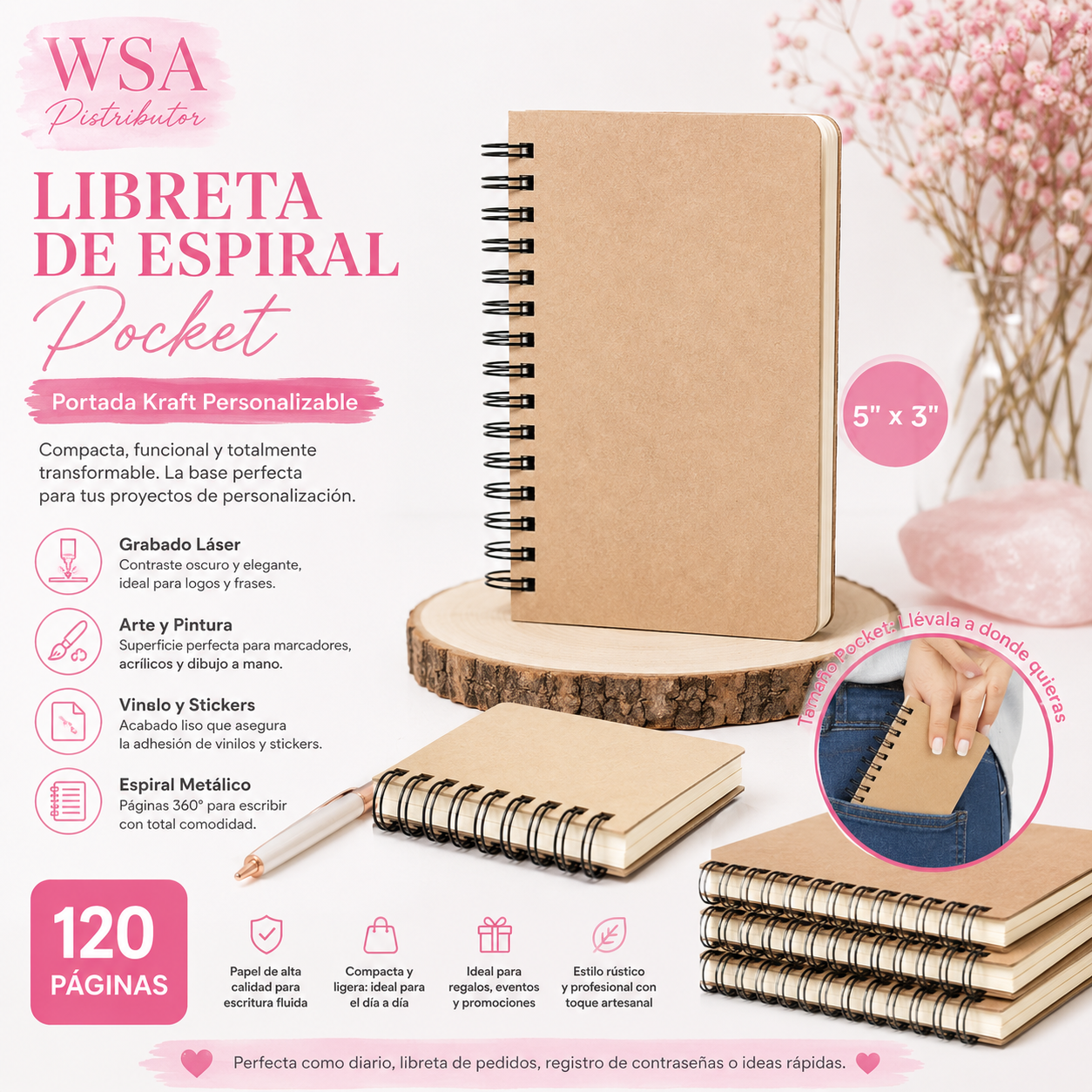 120-page spiral notepad 5x3