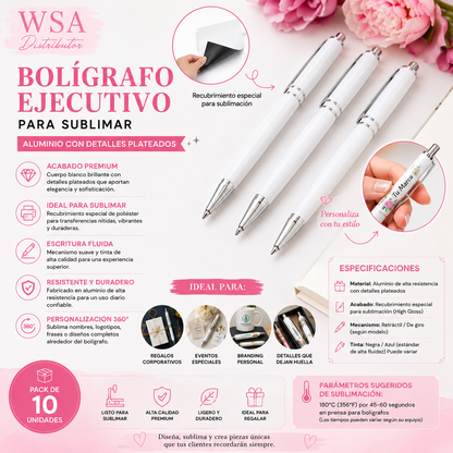 Aluminum sublimation pen with silver metal