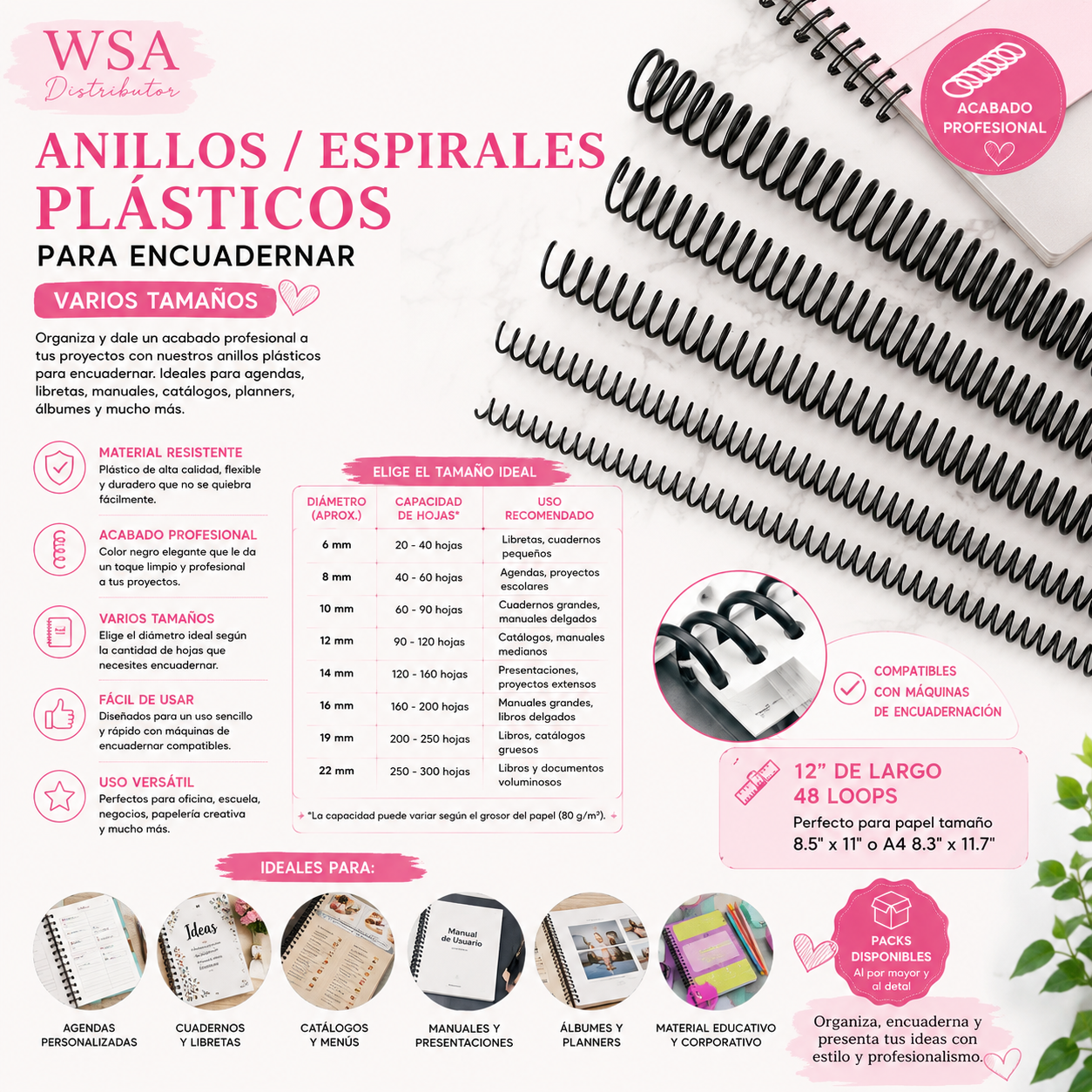 espiral negro varios tamaños