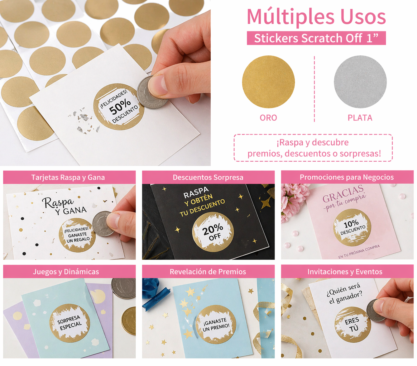 stickers raspa raspa 1" hoja de 30pc