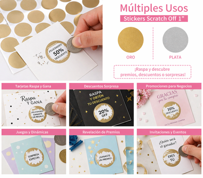 stickers raspa raspa 1" hoja de 30pc