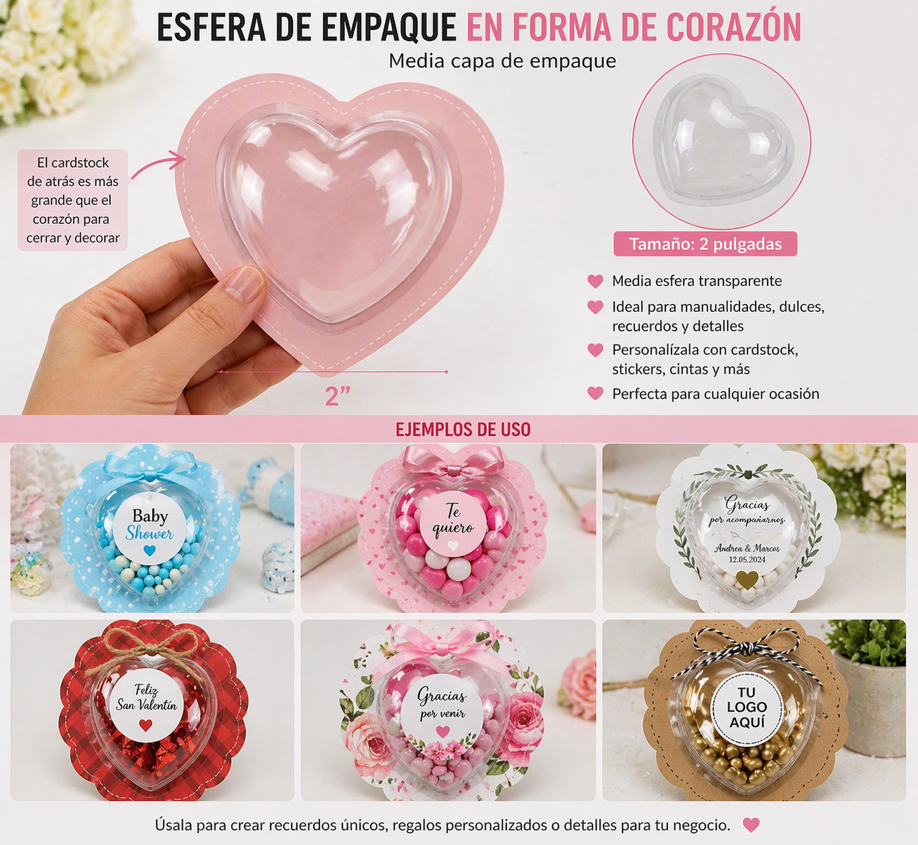 capa de empaque en forma de corazon 2"