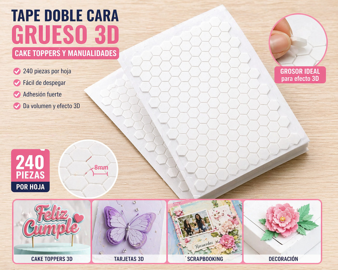 double-sided hexagonal tape 240pcs