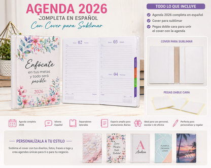 agenda A5 2026 para sublimar