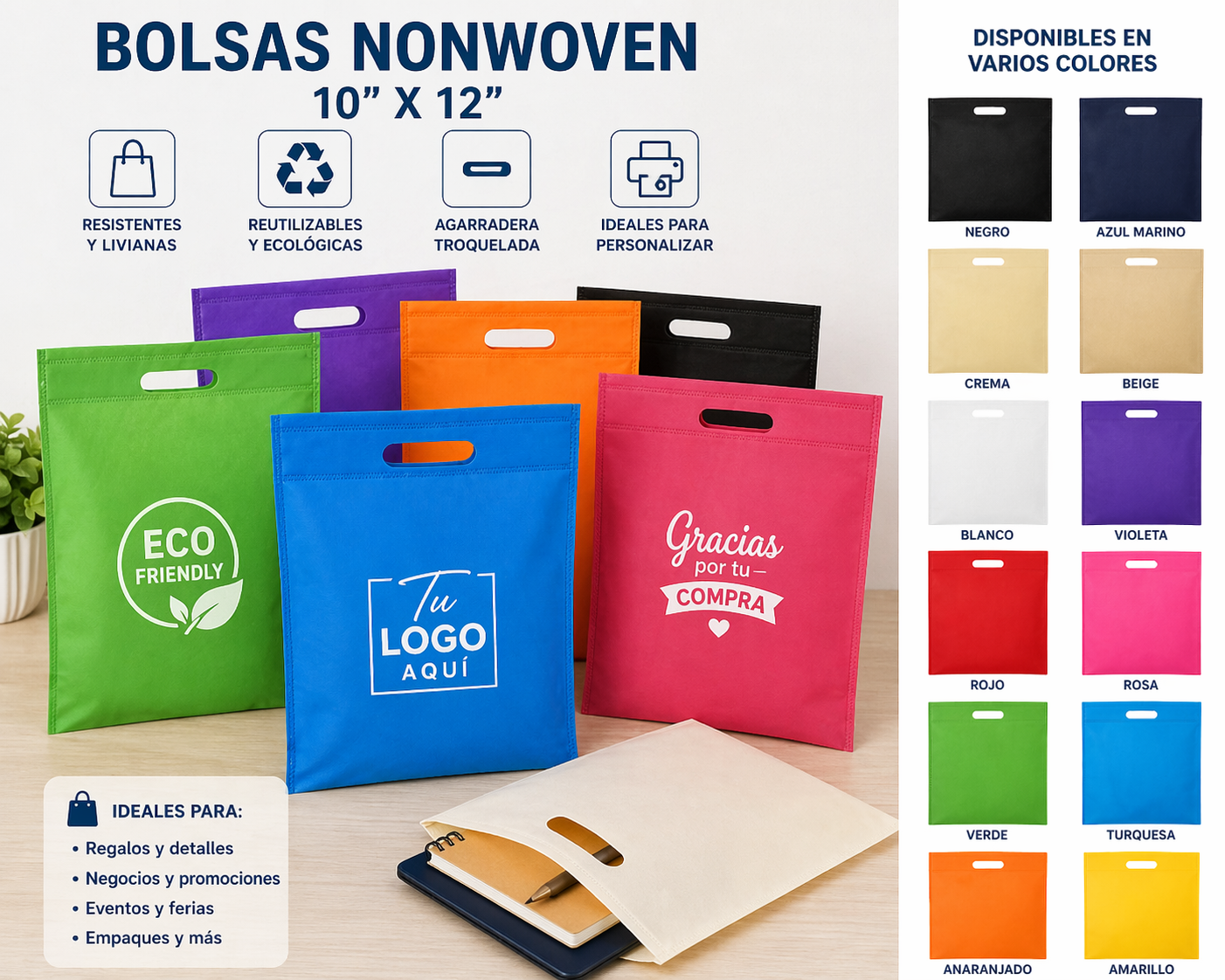 bolsas reusables 10"x12"