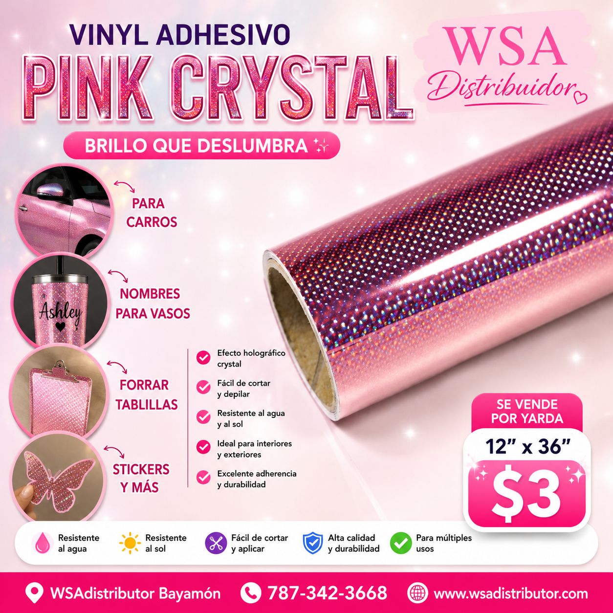 Pink Crystal Adhesive 12"x36"