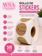 rollo de 500 stickers Handmade With Love de 1"