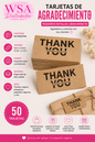 50 Tarjetas Kraft de Agradecimiento “Thank You” para Pequeños Negocios