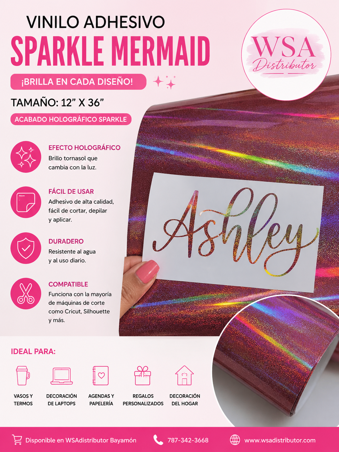 vinilo adhesivo sparkle mermaid 12"x36"