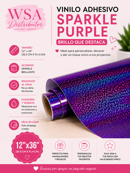 vinilo adhesivo sparkle purple 12"x36"