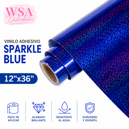 vinilo adhesivo sparkle blue 12"x36"