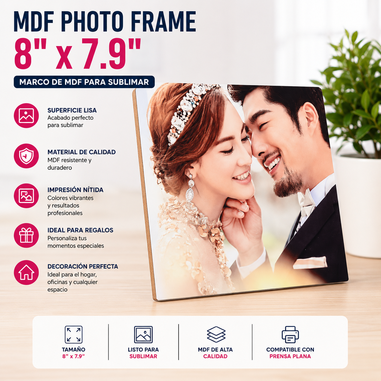 MDF photo frame 8"x7.9"