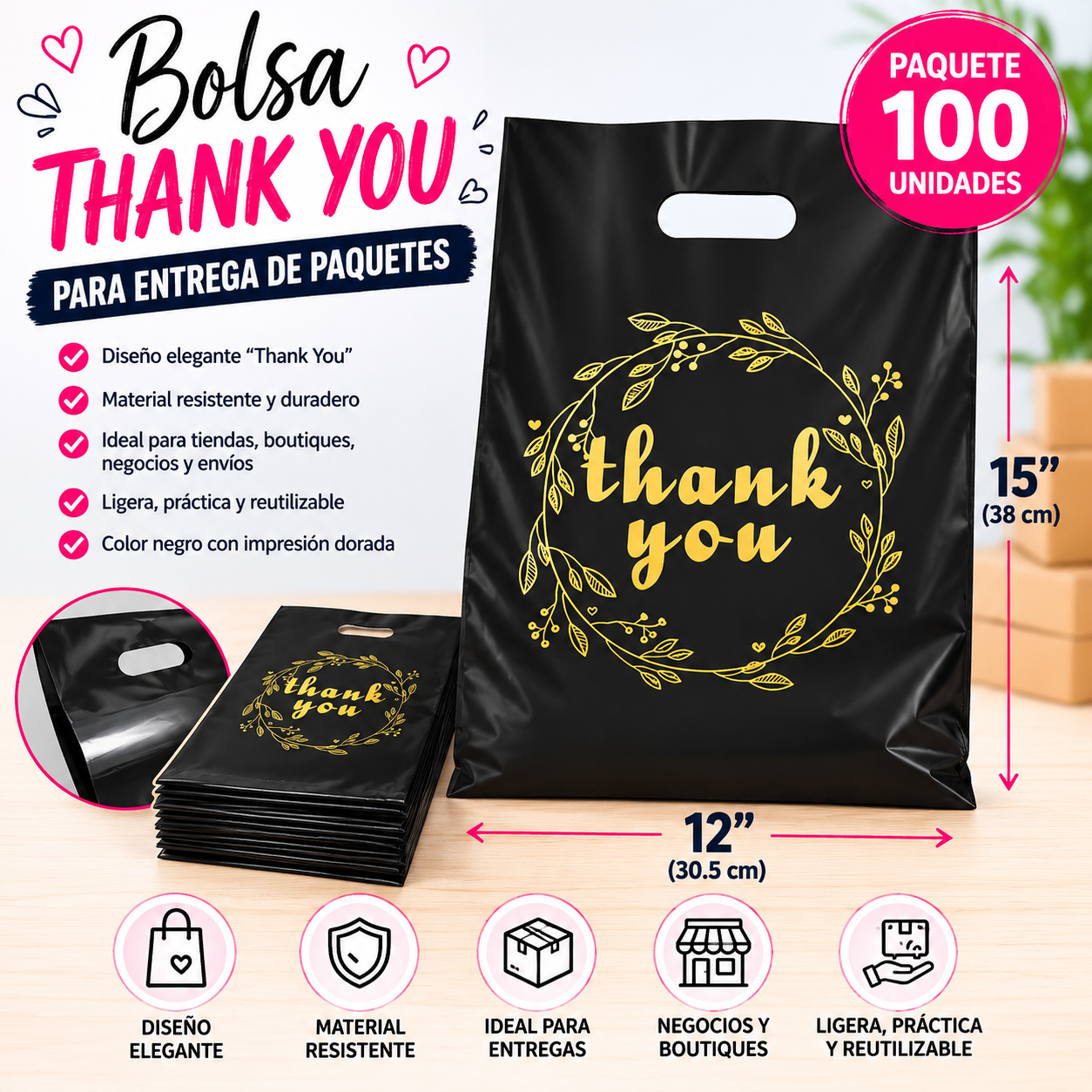 bolsa de entrega 12"x15" 100 bolsas