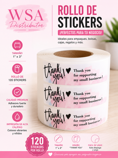 rollo de 120 sticker thank you