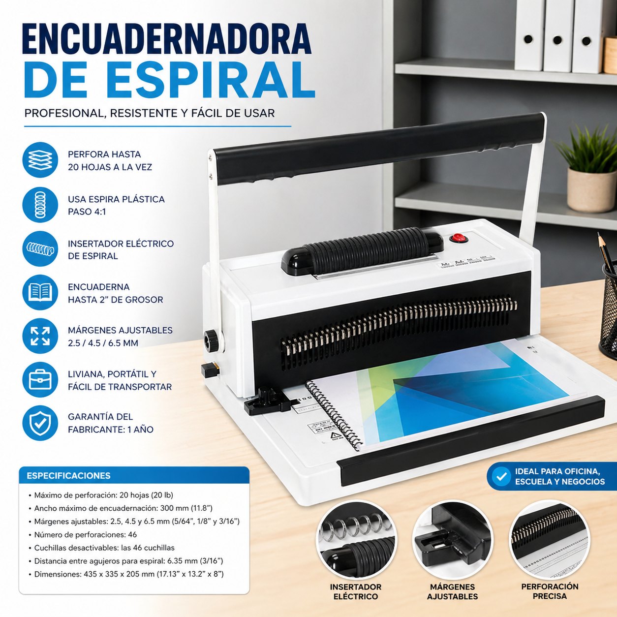 encuadernadora modelo espiral