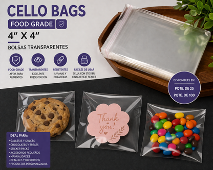 bolsas de empaque cello bags 4"x4"