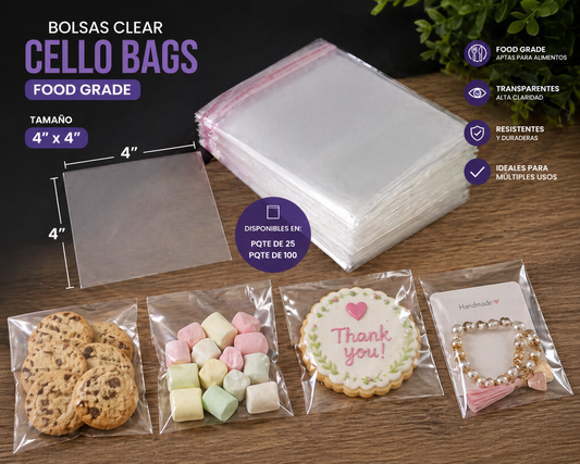 bolsas de empaque cello bags 4"x4"