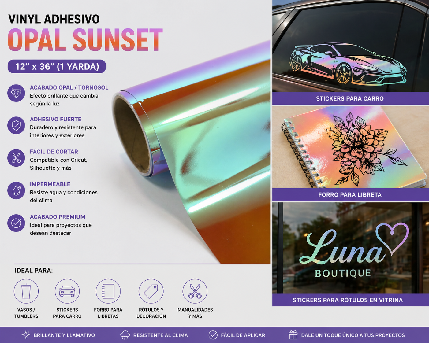 avinilo adhesivo opal sunset 12"x36"