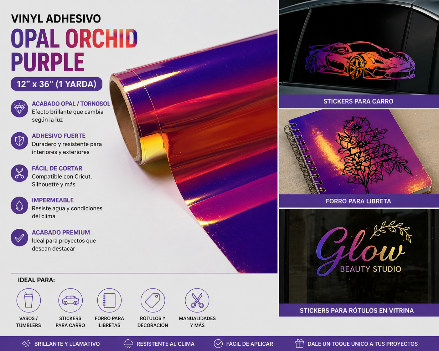 vinilo adhesivo opal orchid purple 12"x36"