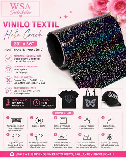 vinilo textil holo crack 20"x36"