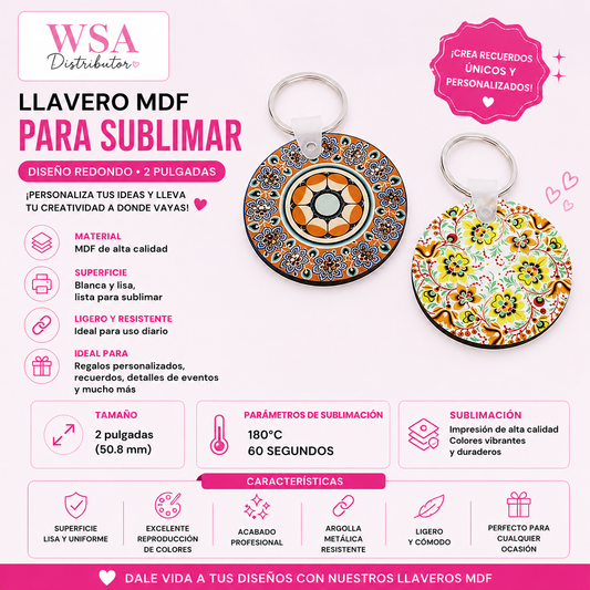 Llaveros de sublimación doble cara en MDF en blanco