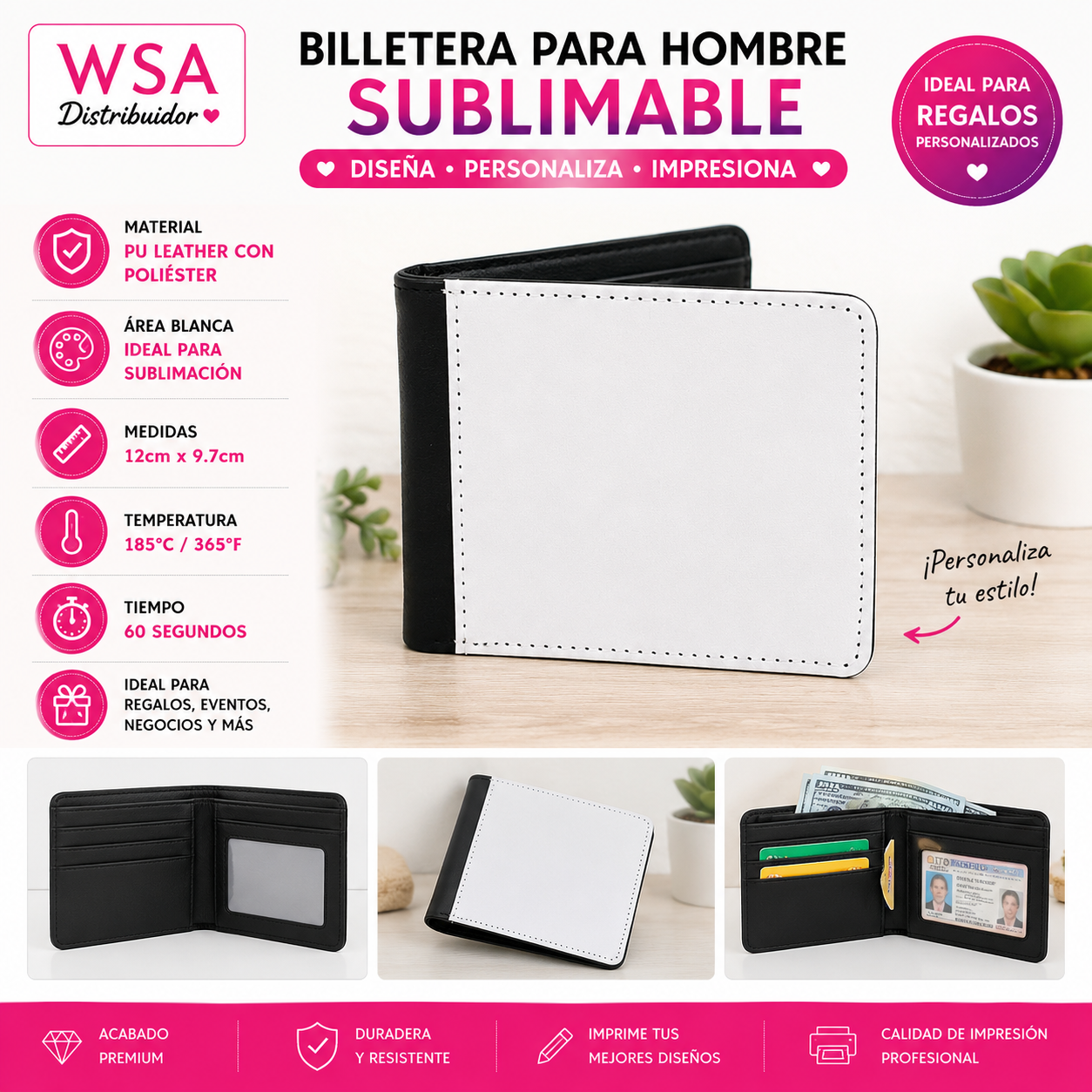 billetera de hombre para sublimar