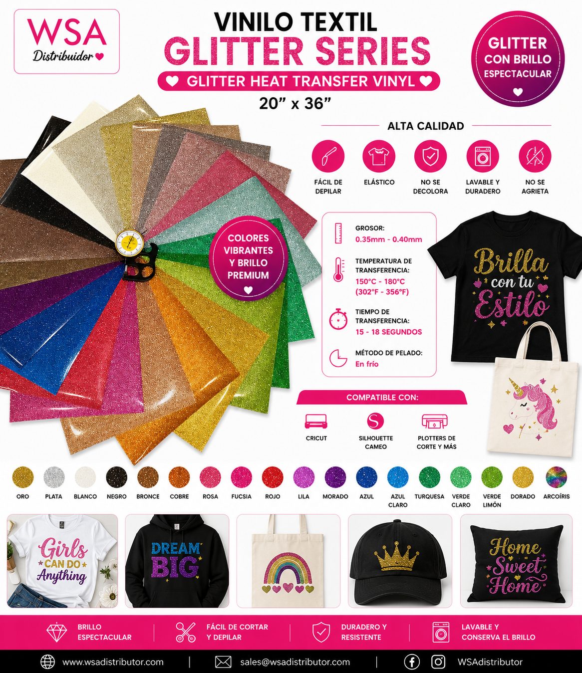 vinilo textil glitter 20"x36"