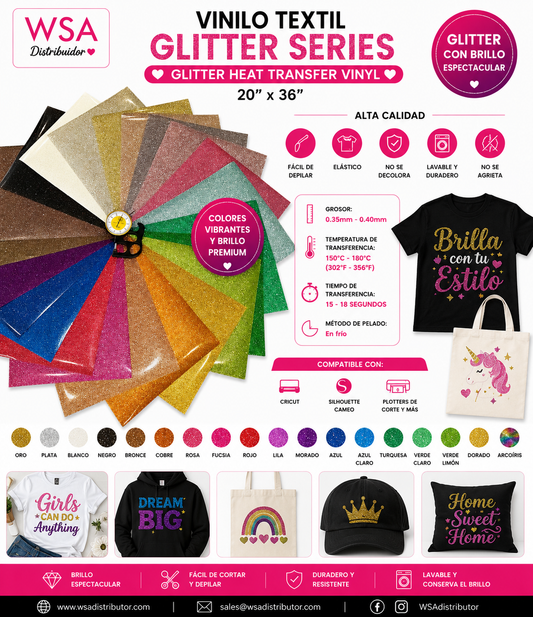 vinilo textil glitter 20"x36"