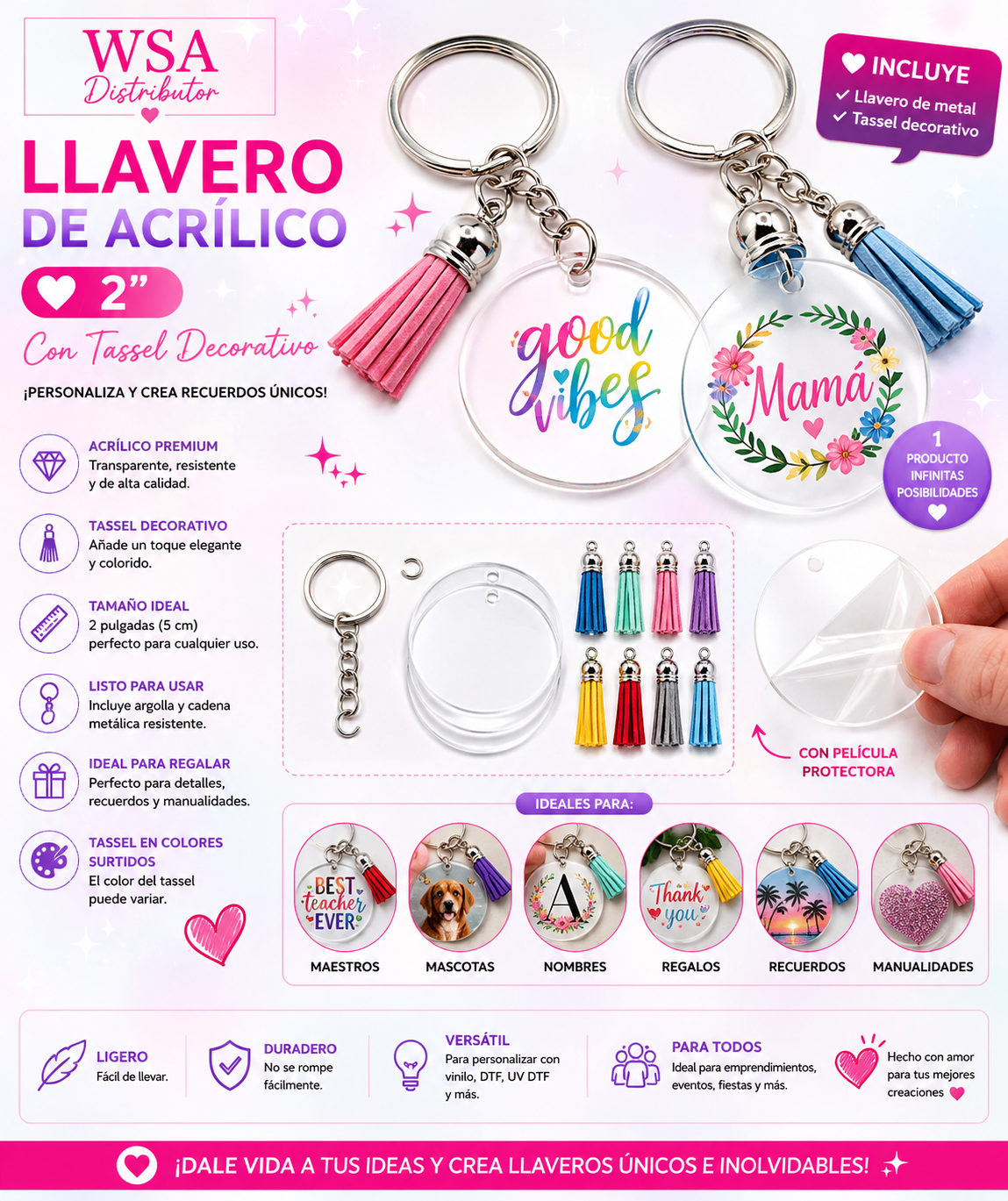 Acrylic keychain set 2 inches